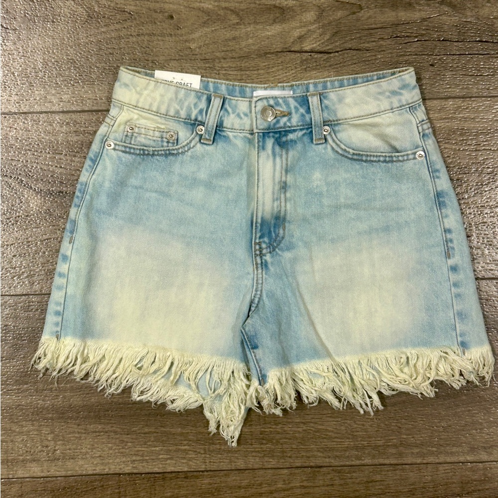 True Craft Blue Jean Shorts with Frayed Hem